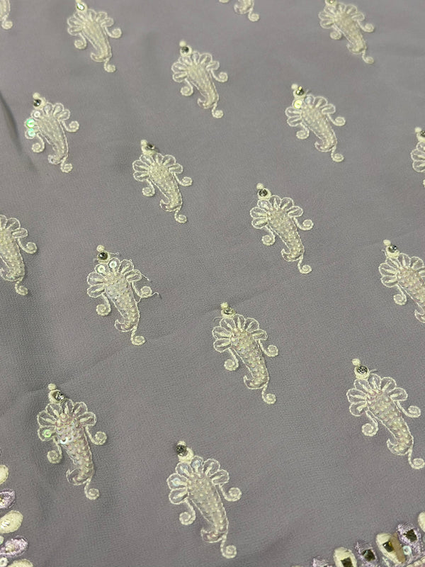 Lavender Chikankari Embroidery Fancy Saree