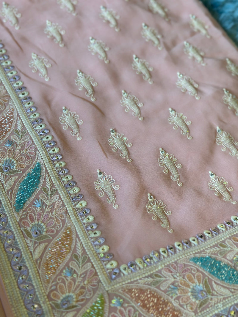 Pink Embroidery Fancy Saree