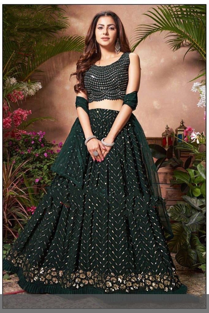 Bottle Green Lehenga Vasundhara Fashions Bottle Green Lehenga Vasundhara Fashions