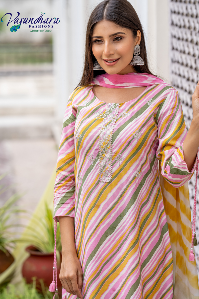 Women's Light Pink & Yellow Salwar Suit