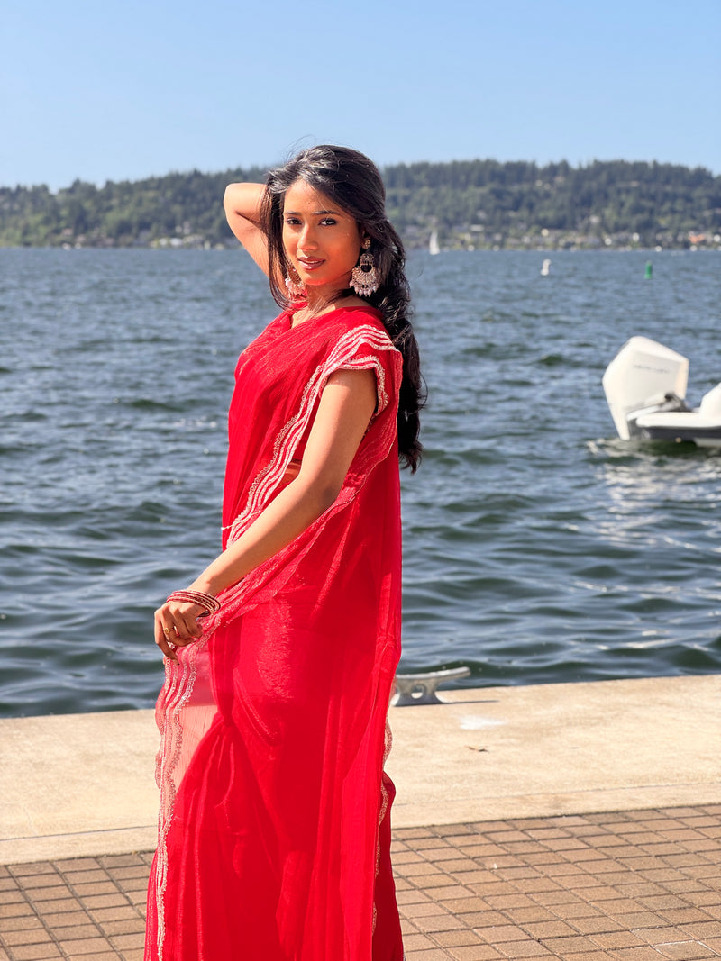 Red Organza Saree