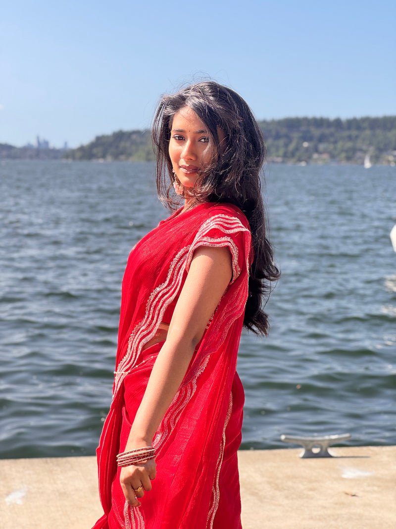 Red Organza Saree