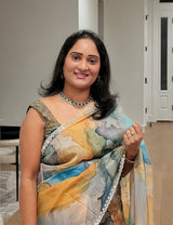 Organza Diamond Border Shaded Saree