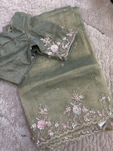 Green Tissue Organza Saree