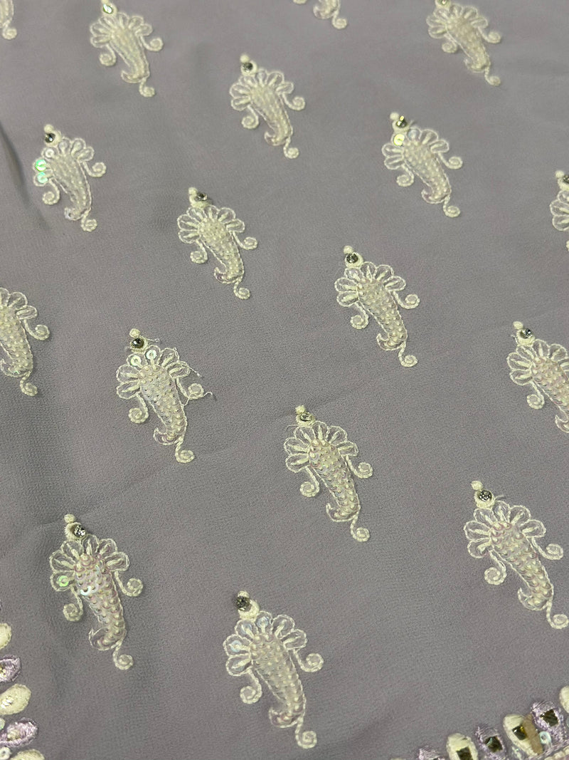Lavender Chikankari Embroidery Fancy Saree