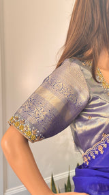 Traditional Half Saree for teenage Girls and Adults - Green and Blue combo