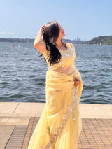 Yellow Tissue Organza Saree