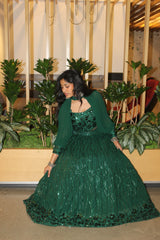 Green Sequence Designer Lehenga