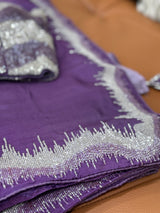 Purple and Silver Soft Organza Saree