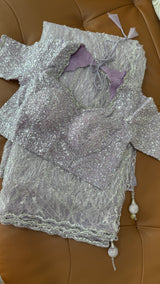 Lilac Netted Sequins Saree