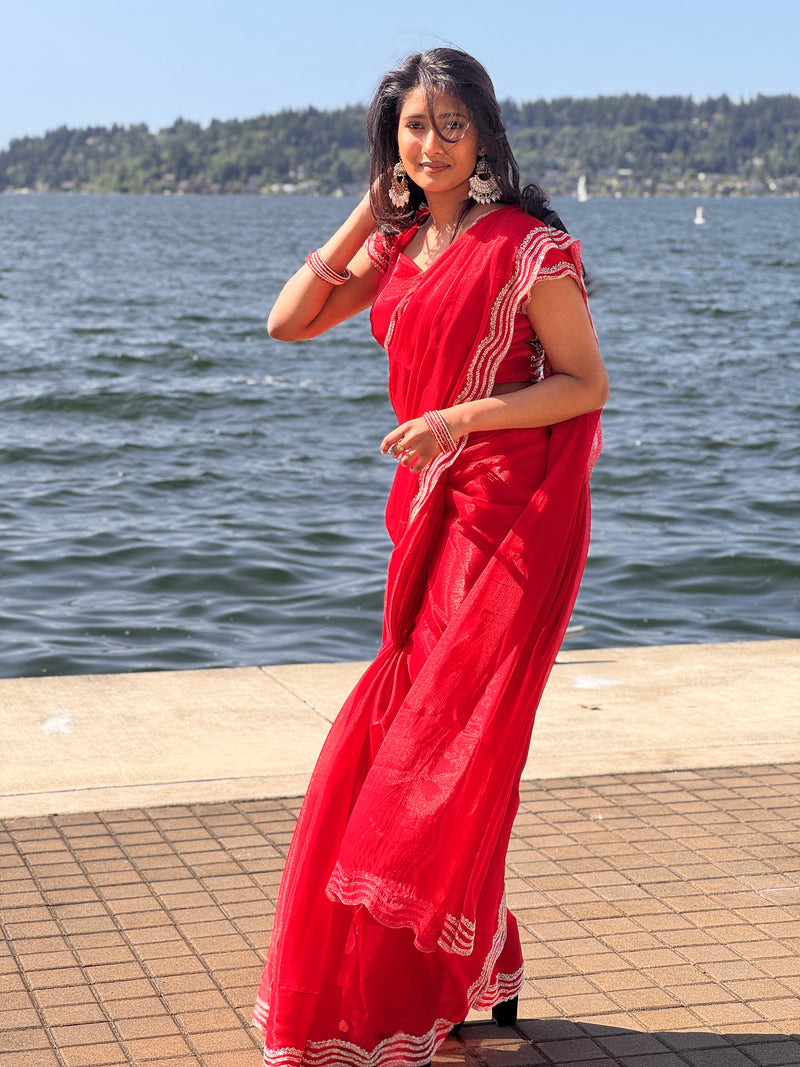 Red Organza Saree