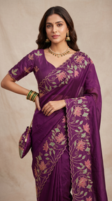Embroidered Floral Traditional Saree for Women