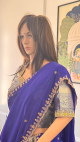 Traditional Half Saree for teenage Girls and Adults - Green and Blue combo