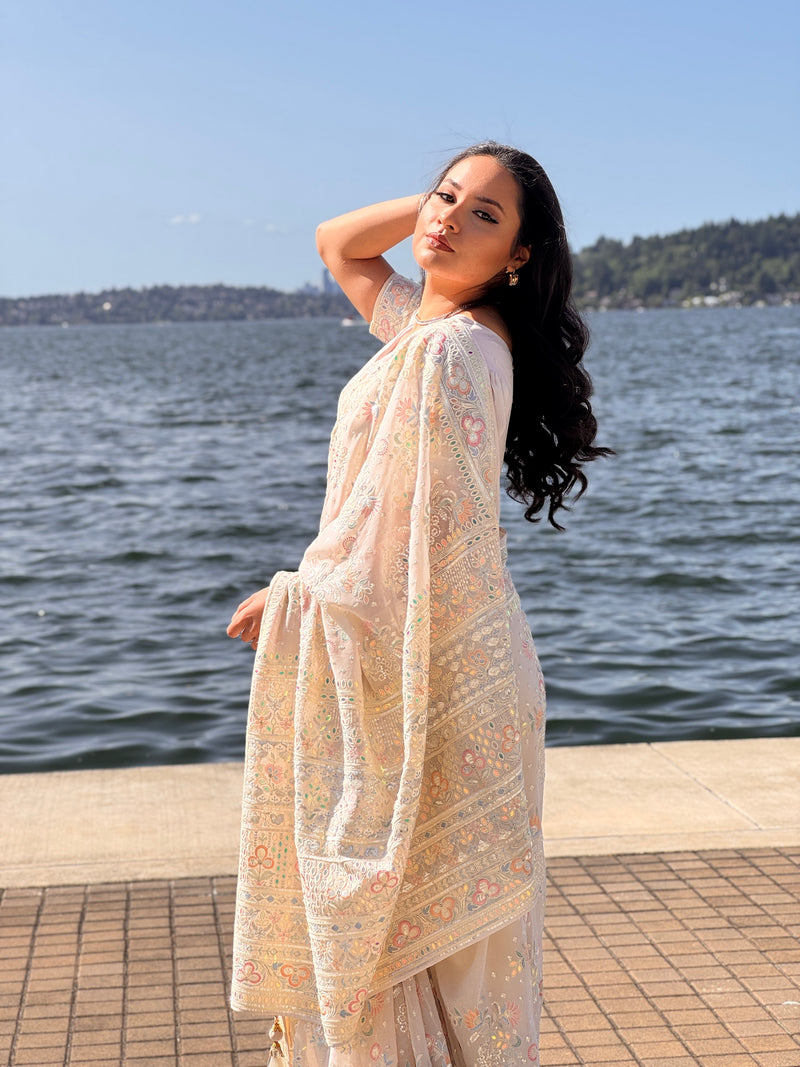 Chikankari Pure Chiffon Saree