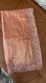 Orange Tissue Netted Saree