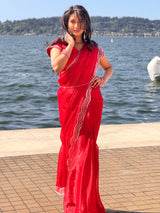 Red Organza Saree