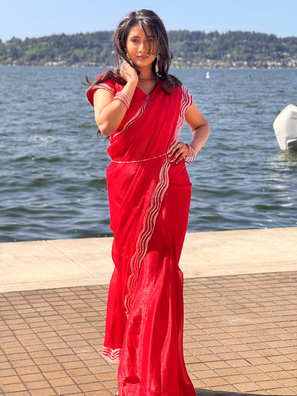 Red Organza Saree