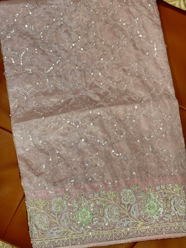 Lilac Soft Organza Sequence Saree