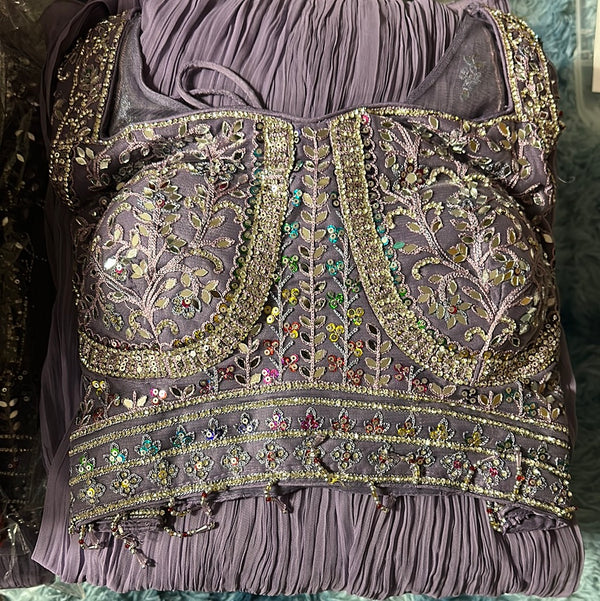 Purple Heavy work blouse Lehenga