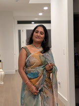 Organza Diamond Border Shaded Saree