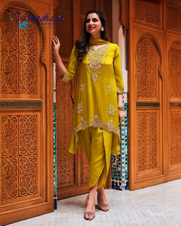 Lime Syuit with Dhoti Pant