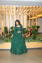 Green Sequence Designer Lehenga