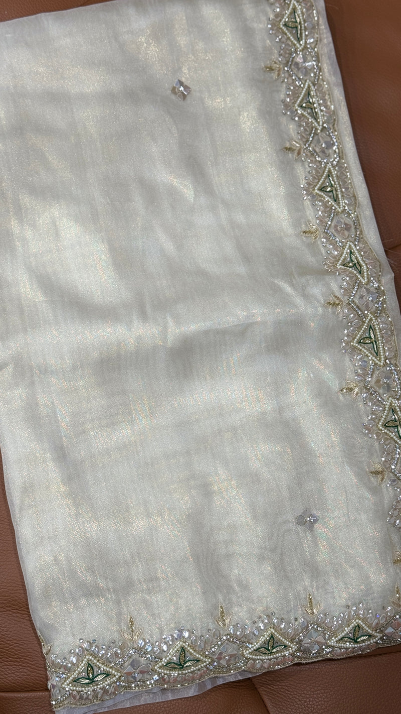 Tissue Saree with Contrast Blouse