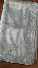 Grey Tissue Organza Saree