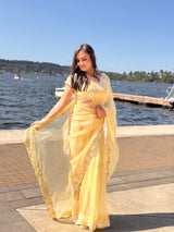 Yellow Tissue Organza Saree