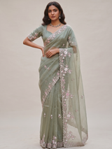 Green Tissue Organza Saree