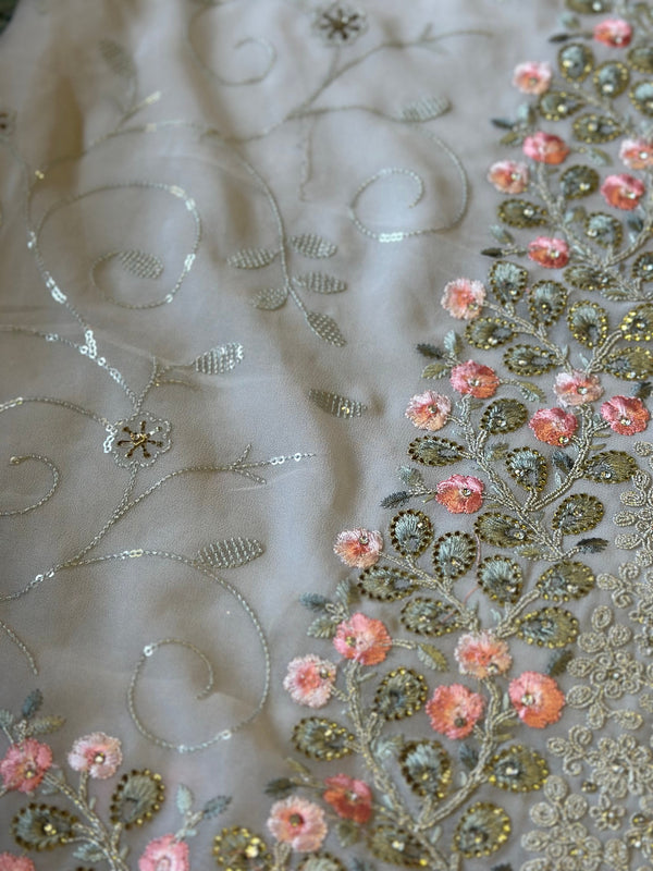Grey Embroidery Saree