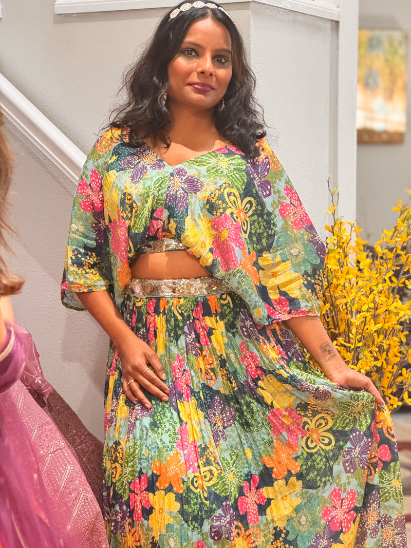 Multi Color Silk Lehenga