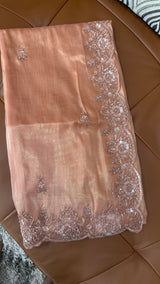 Orange Tissue Netted Saree