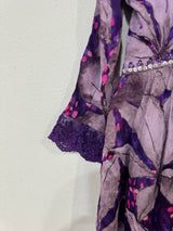 Purple Synthetic Floral Aliya Cut Suit