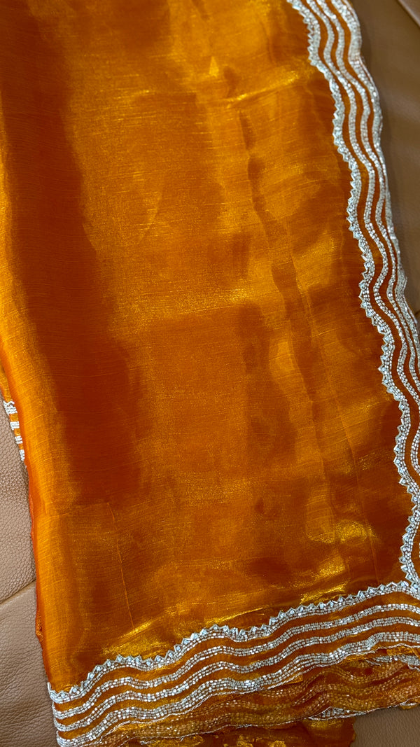 Orange Organza Saree