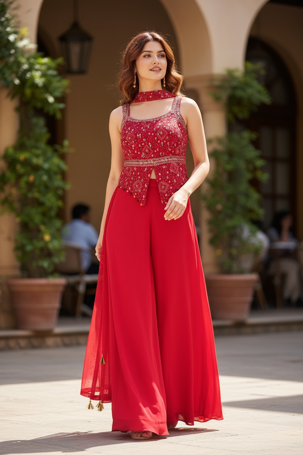 Short Peplum Palazzo Suit