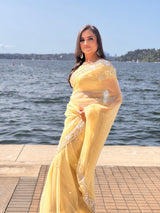 Yellow Tissue Organza Saree