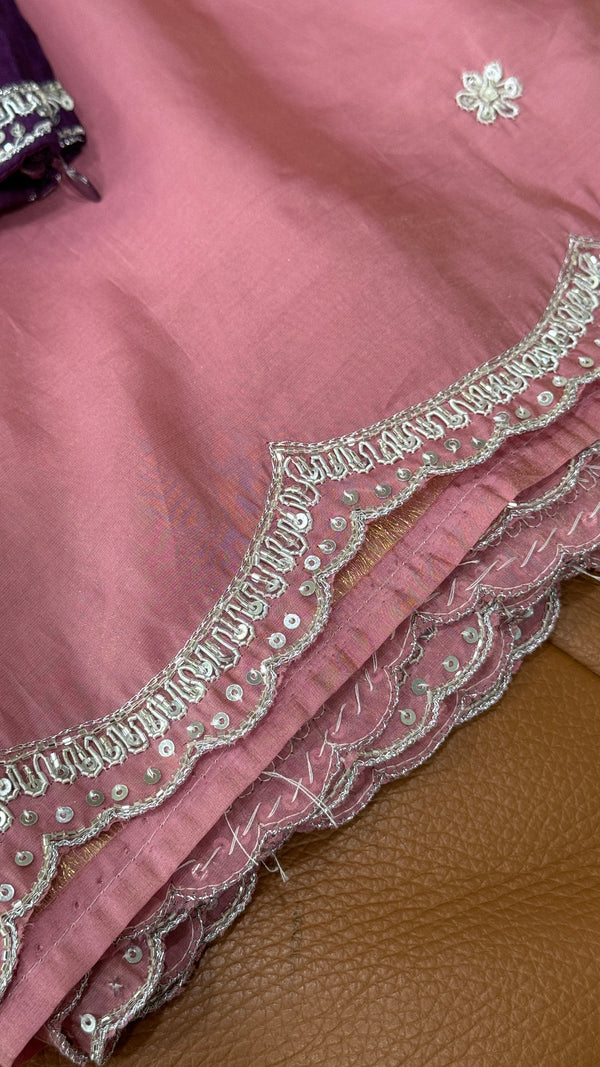 Pink Satin Saree