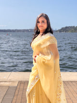 Yellow Tissue Organza Saree