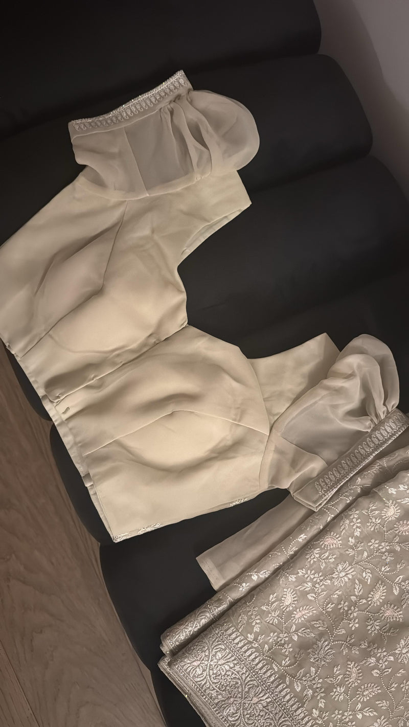 Sea Green Chikankari Saree