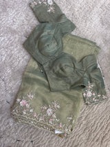 Green Tissue Organza Saree