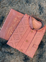 Pink Open Indo Western Kurta Set