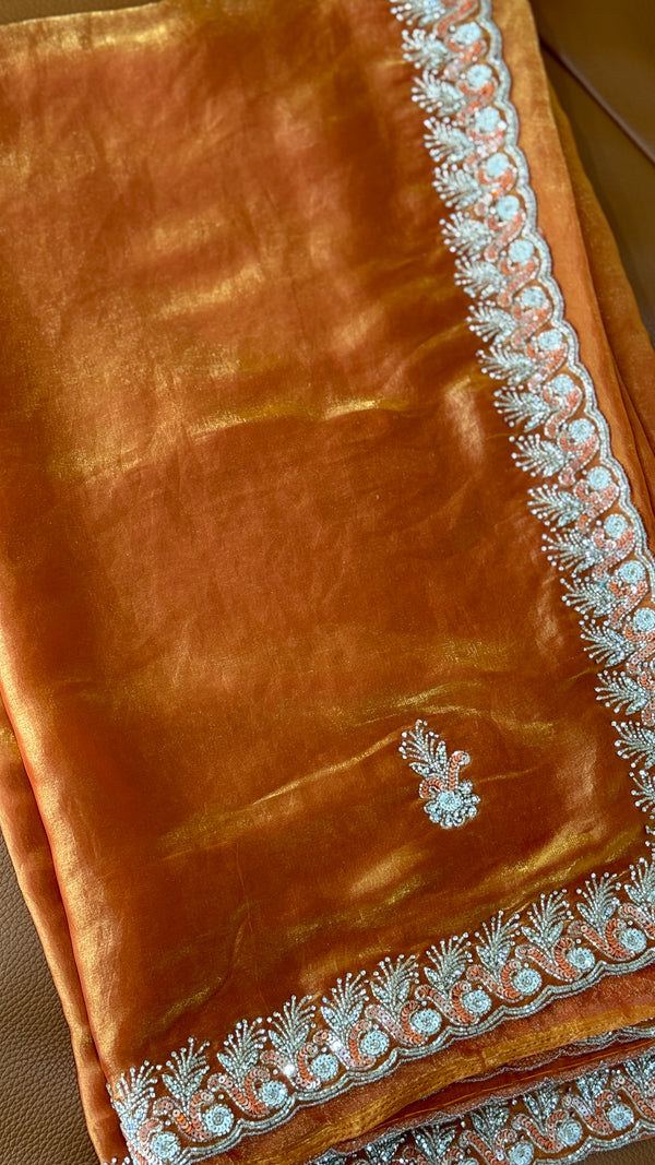 Orange Soft Organza Saree