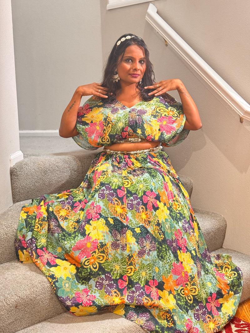 Multi Color Silk Lehenga