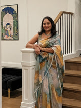 Organza Diamond Border Shaded Saree