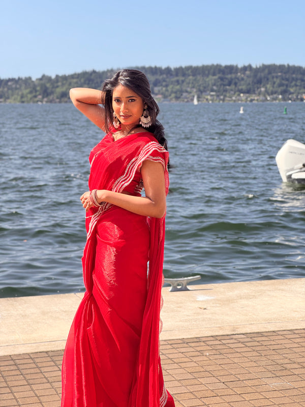 Red Organza Saree