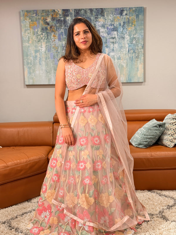 Pastel Pink Heavy Work Lehenga