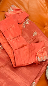 Pink Soft Organza Saree