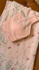 Chikankari Chiffon Saree With Matching Blouse