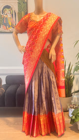Traditional Half Saree for teenage Girls and Adults - Lavender and Pink combo